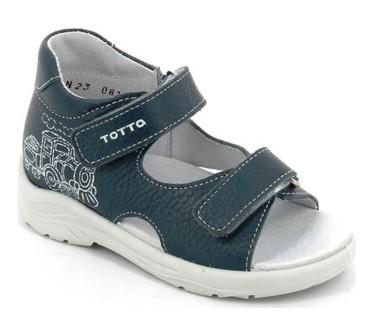 ТОТТА Туфли открытые детские, М1144-кожаная подкладка, открытый носок (27-31)  1144-702 (джинс) (20103) цена 2100руб.