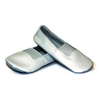 Туфли гимнастические белые перламутровая кожа (чешки) размер 15,5-17,5 (15123) цена 530руб.