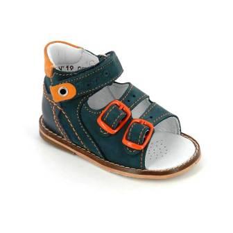 ТОТТА Туфли открытые ясельные, М022-кожаная подкладка, открытый носок (р.17-19) 022-3,13,15 (джинс/оранжевый) (150424) цена 2450руб.