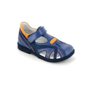ТОТТА Туфли открытые детские, М1090/1-кожаная подкладка, закрытый носок (р.27-31) 1090/1-15,3,13 (оранжевый/джинс) (150424) цена 2850руб.